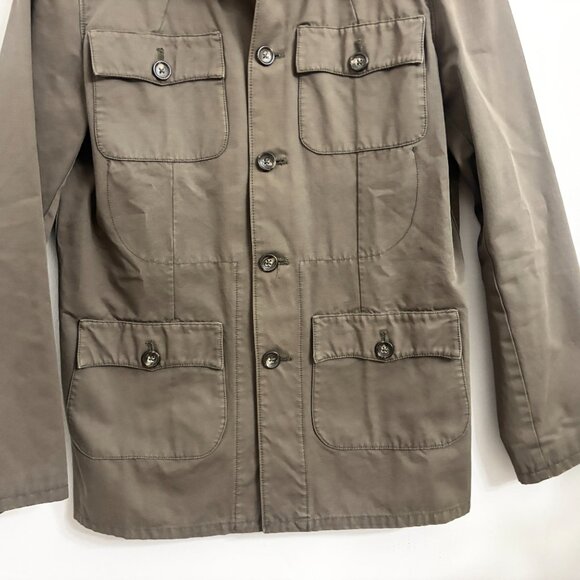 EUC Olive Green / Light Brown Button Down Canvas Field Jacket - sz Small - Picture 5 of 9
